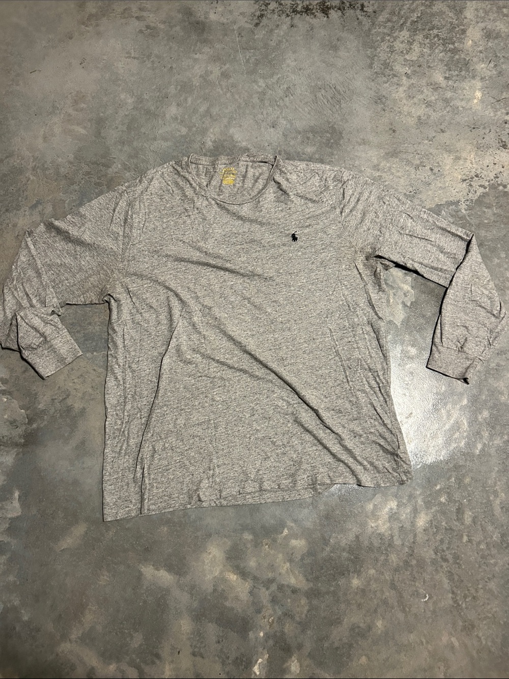 Ralph Lauren Heather Gray Long Sleeve Crew Tee with Pony